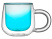 Кружка с двойными стенками с широкой ручкой и градиентным покрытием "Fog", бирюзовый