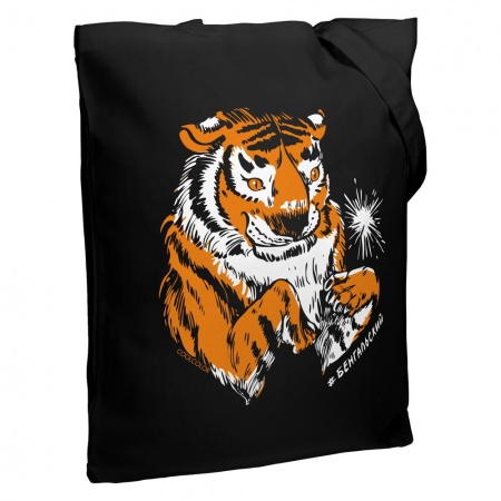 Холщовая сумка «Бенгальский» со светящимся принтом, черная