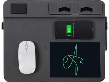 Многофункциональный коврик для мыши «Multi Pad» с беспроводной зарядкой и LCD экраном, 10 Вт, черный