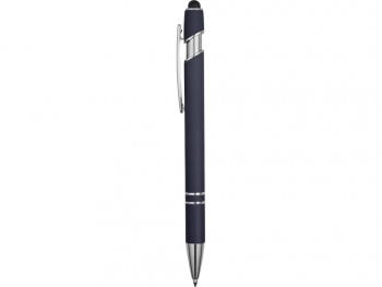 Ручка металлическая soft-touch шариковая со стилусом «Sway», темно-синий/серебристый