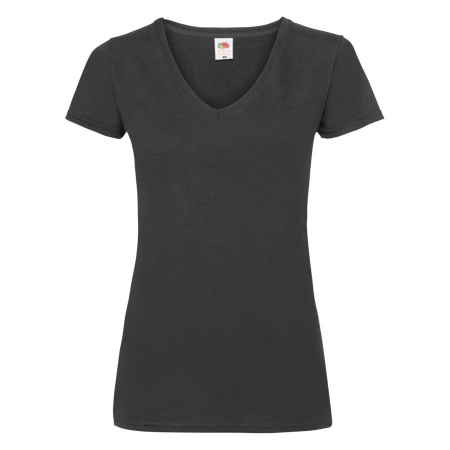 Футболка "Lady-Fit V-Neck T", черный_XL, 95% х/б, 5% эластан, 210 г/м2