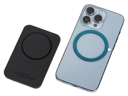 Магнитный беспроводной внешний аккумулятор "MagnetIQ", 5000 mah, 10 W, черный