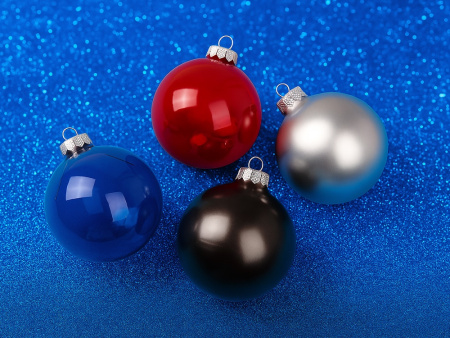Стеклянный елочный шар "Christmas bauble", черный металлик, с серебристым колпачком в черной коробке