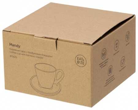 Кофейная пара с бамбуковым блюдцем "Mandy", белый