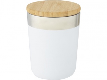 Lagan Кружка с медной вакуумной изоляцией объемом 300 мл и бамбуковой крышкой, белый