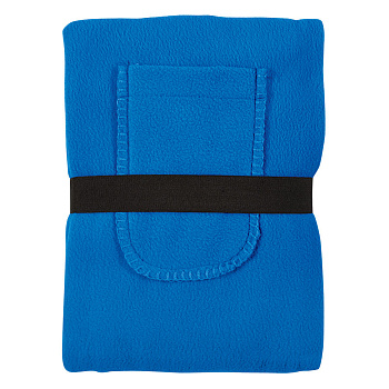 Плед  "Уютный" с карманами для ног, синий, 130x150 см, флис 260 гр/м2,