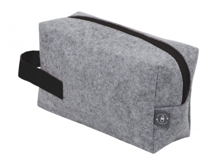 Косметичка из РПЕТ фетра с ручкой "Felt", серый с черным