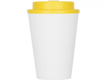 Пластиковый стакан Take away с двойными стенками и крышкой с силиконовым клапаном, 350 мл, белый/желтый