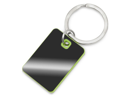 Металлический брелок с пластиковой цветной вставкой "SteelPop Rct", серебристый с зеленым яблоком