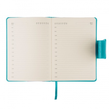 Ежедневник недатированный Stevie, А5,  бирюзовый, кремовый блок, без обреза