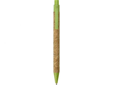 Ручка из пробки и переработанной пшеницы шариковая "Evora", пробка/зеленый
