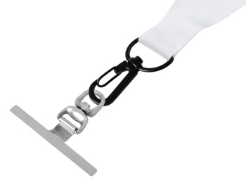 Ланъярд 2 см под сублимацию с трендовым карабином, замком обрыва и металлическим держателем для телефона, черный