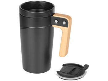 Керамическая кружка с ручкой из дерева «Grotto», черный (Р)