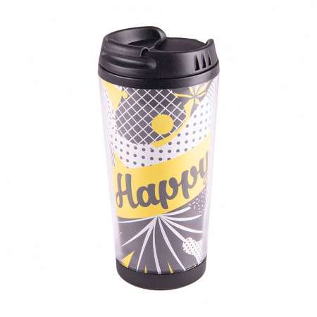 Термокружка PLAN,  350 мл,  пластик,  полиграфическая вставка