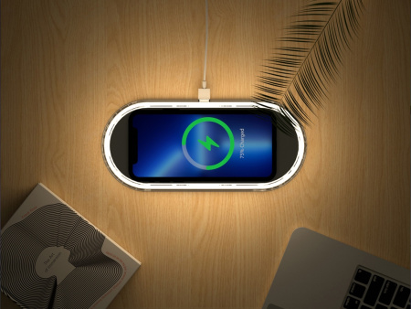 Ночник с беспроводной зарядкой и RGB подсветкой "Miracle", 15 Вт, белый