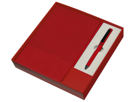 Набор блокнот в гибкой обложке А5 и металлическая шариковая ручка "Nabokov", красный