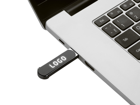 Металлическая ручка с флешкой на 16 Гб и светящимся логотипом "Patronus", матовая черная