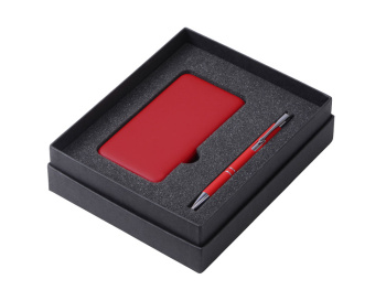 Подарочный набор c ручкой и повербанком 5000 mAh, красный