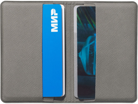 Футляр-книжка на 4-е карты с RFID "Favor", серый