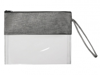 Косметичка из PVC и ткани "Leony", прозрачный/темно-серый