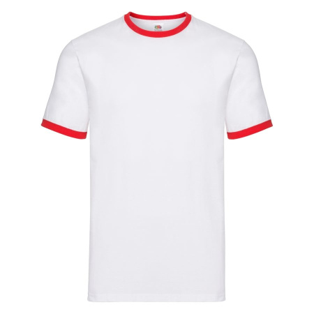 Футболка "Ringer T", белый с красным_2XL, 100% х/б, 160 г/м2