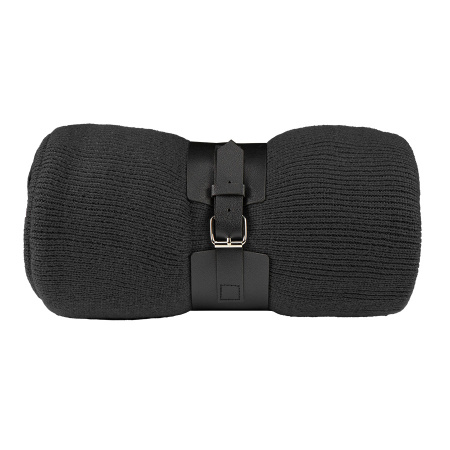 Плед  "Belt", чёрный, 130 х 180 см, 100% акрил, с поясом