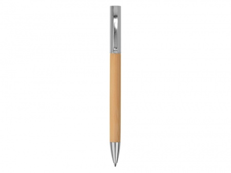 Ручка бамбуковая шариковая "Saga", хром/бамбук