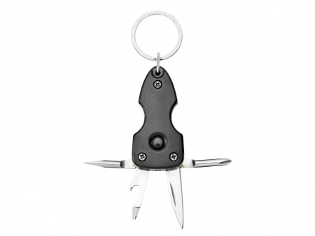 Брелок многофункциональный "Melvin" с фонариком, черный