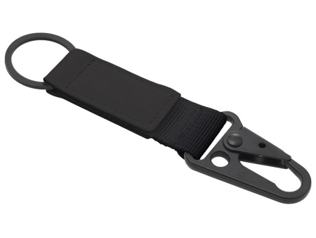 Брелок-ремувка "Carabinier" из ткани с вставкой из экокожи и карабином, черный