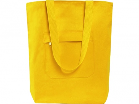 Сумка на молнии Zipper из хлопка 280 г c карманом на молнии спереди, желтый