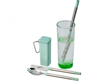 Набор столовых приборов Galen из пшеничной соломы с держателем для мобильного телефона, мятный