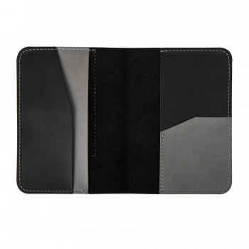 Обложка для паспорта,"Самолеты",черный, кожа натуральная 100%