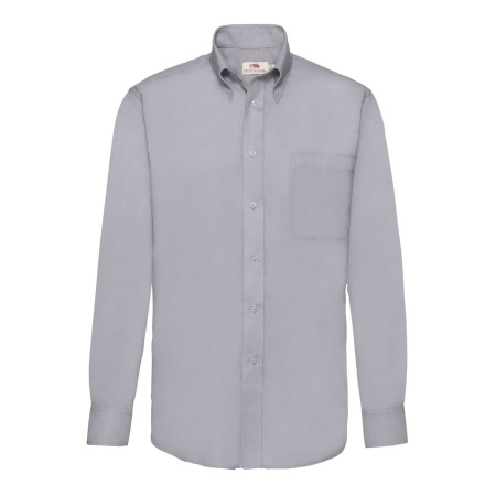 Рубашка "Long Sleeve Oxford Shirt", светло-серый_M, 70% х/б, 30% п/э, 135 г/м2
