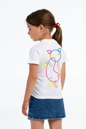 Футболка детская с термонаклейками «Собери кота», белая