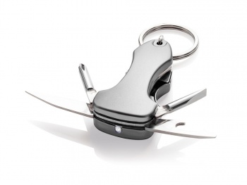 Брелок многофункциональный "Melvin" с фонариком, антрацит/серебристый