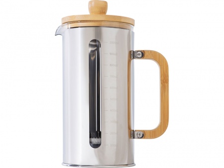 Френч-пресс в стальном корпусе и ручкой из бамбука «Coffee break», 1000 мл (Р)
