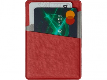 Картхолдер на 3 карты типа бейджа "Favor", красный/серый
