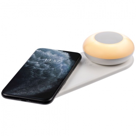 Станция беспроводной зарядки с ночником moonRay, белая