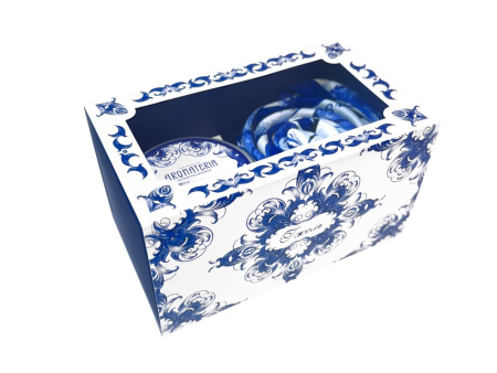 Набор: платок «Гжель» и свеча «Птица счастья»