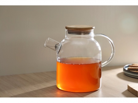 Стеклянный чайник с бамбуковой крышкой "Sencha M"