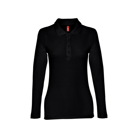 Рубашка-поло женская BERN WOMEN, д/р, чёрный, 2XL, 100% хлопок, плотность 210 г/м2