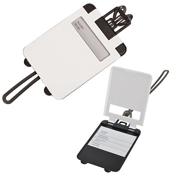 Бирка багажная  "Чемодан",  белый, 5.6*7.8 см, пластик,