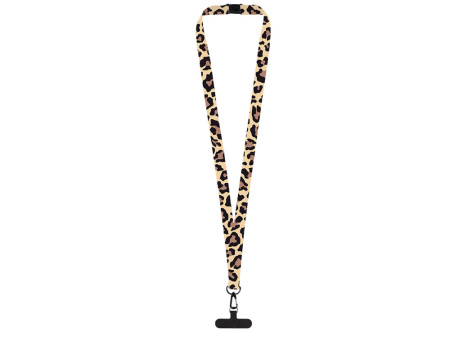 Ланъярд 2 см под сублимацию с трендовым карабином, замком обрыва и узким держателем для телефона из ПЭ, черный