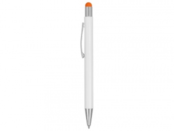 Ручка металлическая шариковая «Flowery» со стилусом и цветным зеркальным слоем, белый/оранжевый (Р)