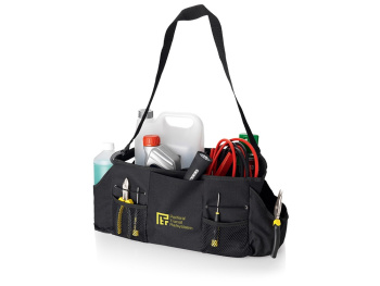 Подарочный набор с пледом, термокружкой и сумкой для инструментов, черный