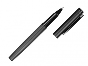 Набор из шариковой ручки и ручки-роллера с анодированным зеркальным слоем в подарочной коробке "Monarch Black", черный