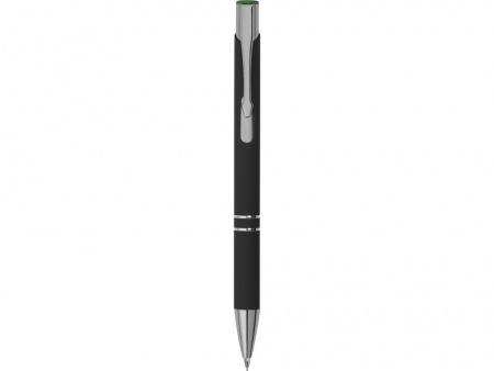 Ручка металлическая шариковая "Legend Mirror Gum" софт-тач с цветным слоем, черный / зеленый