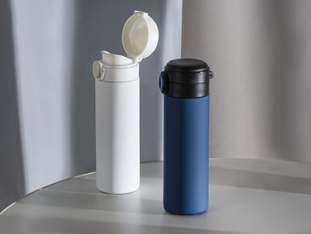 Вакуумная термокружка Waterline c кнопкой «Guard», 400 мл, белый (P)