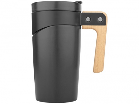 Керамическая кружка с ручкой из дерева «Grotto», черный (Р)