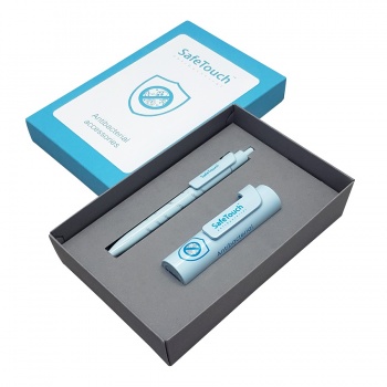 Набор FORTE SAFE TOUCH: аккумулятор, 3000мАh и ручка,серый/голубой